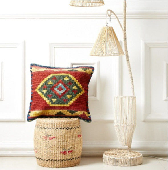 HKM-871315 Hand Woven Hard Wool Hug Pillowcase - Geometric Pattern Cushion Cover, 45x45cm and 60x60cm Options in Multiple Colors