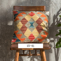 HKM-871315 Hand Woven Hard Wool Hug Pillowcase - Geometric Pattern Cushion Cover, 45x45cm and 60x60cm Options in Multiple Colors