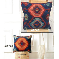 HKM-871315 Hand Woven Hard Wool Hug Pillowcase - Geometric Pattern Cushion Cover, 45x45cm and 60x60cm Options in Multiple Colors