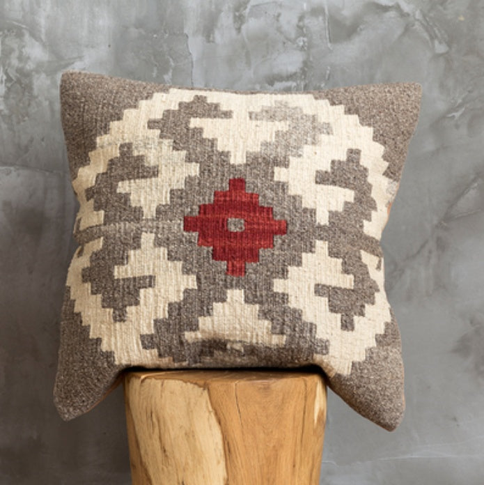 HKM-871315 Hand Woven Hard Wool Hug Pillowcase - Geometric Pattern Cushion Cover, 45x45cm and 60x60cm Options in Multiple Colors