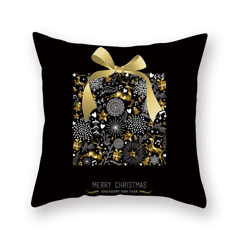 HKM-871571 Christmas Printed Peach Skin Pillowcase Cover for Sofa and Office, 45x45cm Polyester Cushion Case