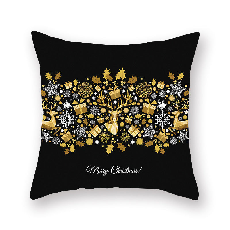 HKM-871571 Christmas Printed Peach Skin Pillowcase Cover for Sofa and Office, 45x45cm Polyester Cushion Case