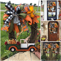 HKM-871635 Handmade Christmas Wreath Decoration - 35CM Orange and White Front Door Props