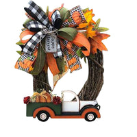 HKM-871635 Handmade Christmas Wreath Decoration - 35CM Orange and White Front Door Props