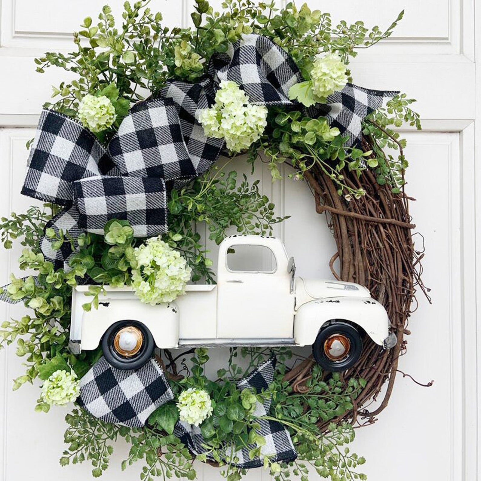 HKM-871635 Handmade Christmas Wreath Decoration - 35CM Orange and White Front Door Props