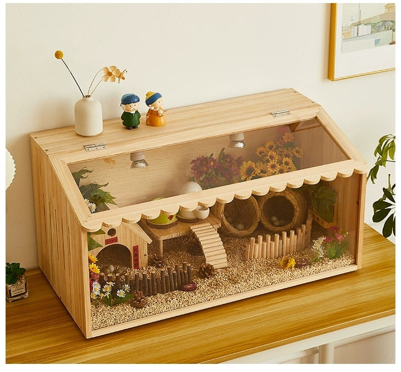 HKM-871955 Winter Pet Feeding Incubator for Small Animals - Cedar Acrylic, 40x30x30cm