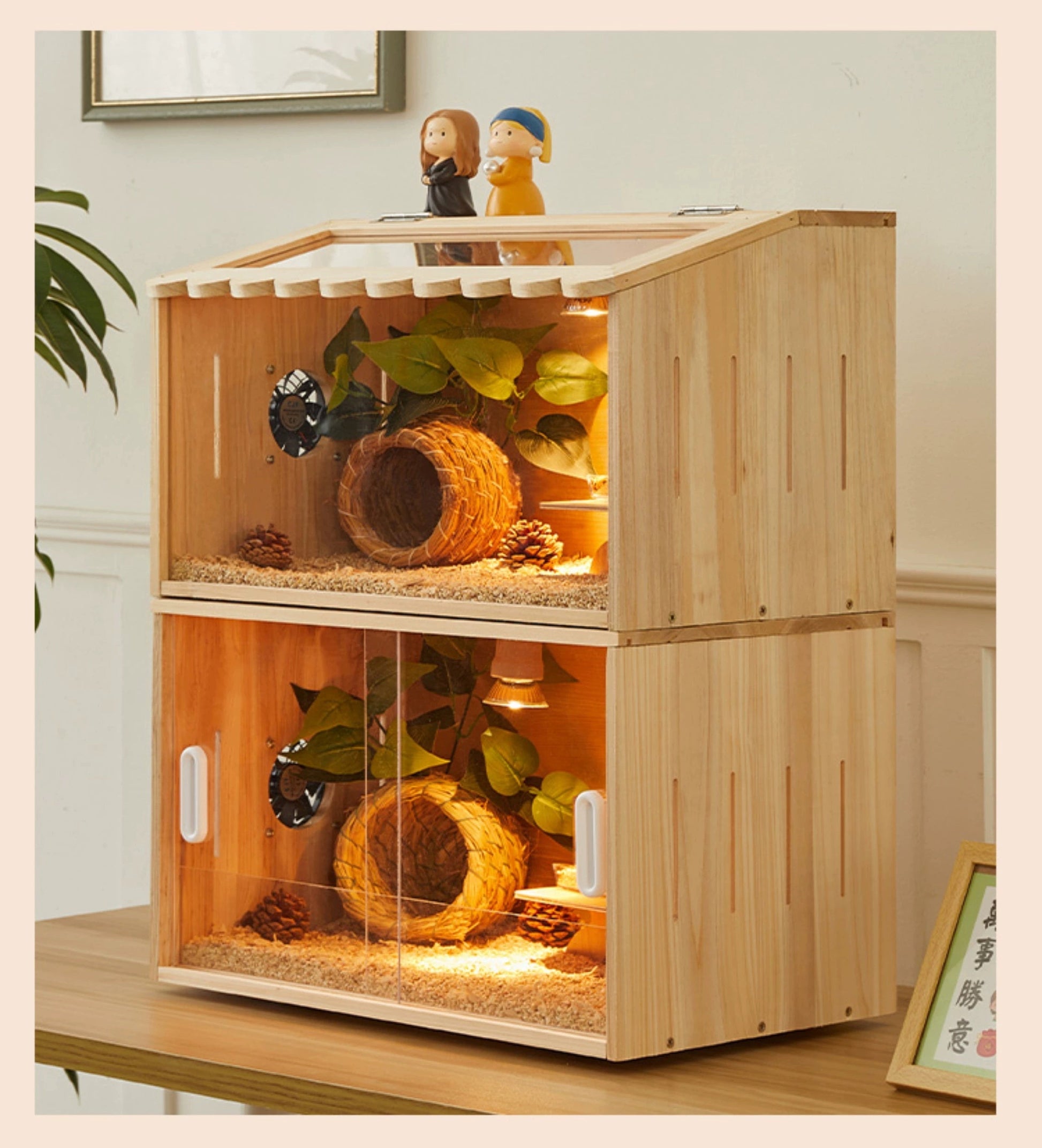 HKM-871955 Winter Pet Feeding Incubator for Small Animals - Cedar Acrylic, 40x30x30cm