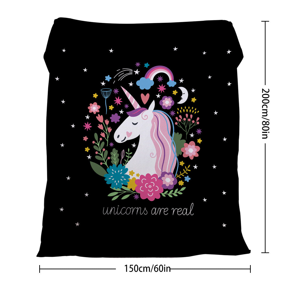 HKM-872019 Soft Flannel Unicorn Print Multifunctional Blanket for Home, Office and Outdoor Use