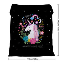 HKM-872019 Soft Flannel Unicorn Print Multifunctional Blanket for Home, Office and Outdoor Use