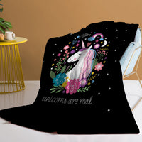 HKM-872019 Soft Flannel Unicorn Print Multifunctional Blanket for Home, Office and Outdoor Use