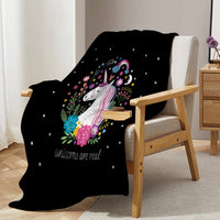 HKM-872019 Soft Flannel Unicorn Print Multifunctional Blanket for Home, Office and Outdoor Use