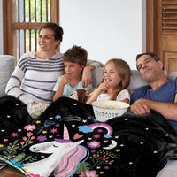 HKM-872019 Soft Flannel Unicorn Print Multifunctional Blanket for Home, Office and Outdoor Use