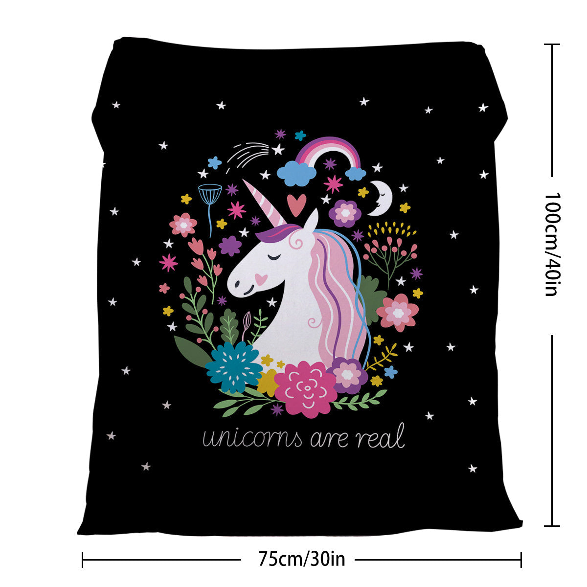 HKM-872019 Soft Flannel Unicorn Print Multifunctional Blanket for Home, Office and Outdoor Use