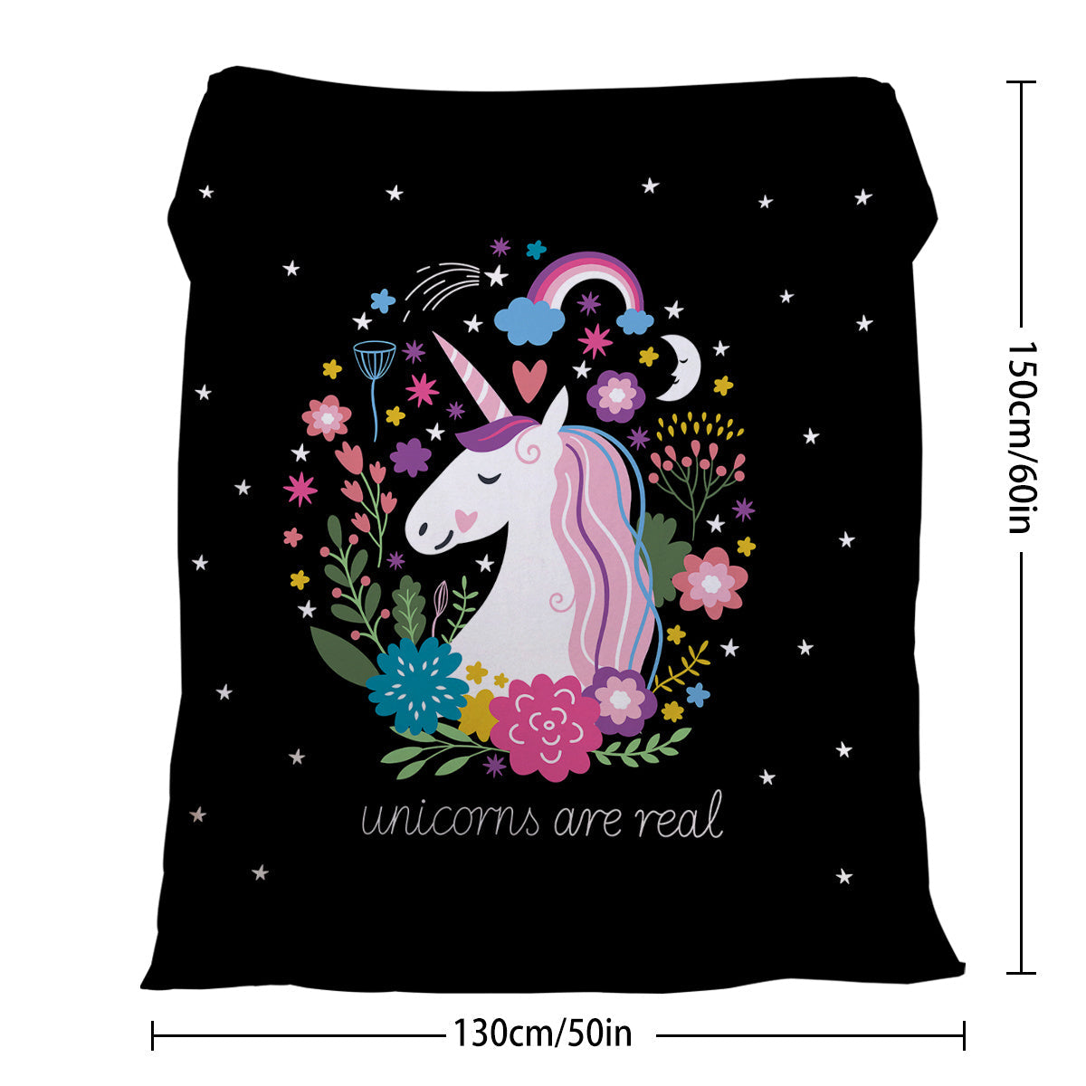 HKM-872019 Soft Flannel Unicorn Print Multifunctional Blanket for Home, Office and Outdoor Use
