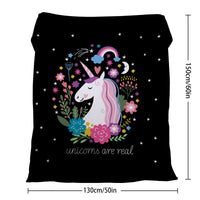 HKM-872019 Soft Flannel Unicorn Print Multifunctional Blanket for Home, Office and Outdoor Use