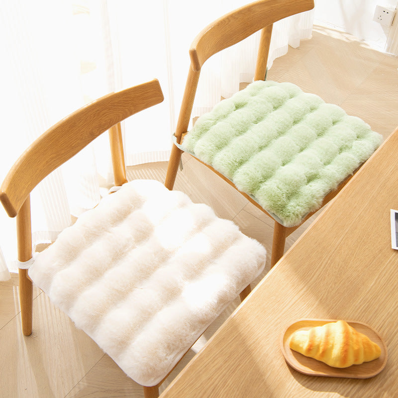 HKM-872083 Bunny Cashmere Thickened Fleece Cushion for Office Seating - 40x40, 45x45, 50x50 Options in Solid Colors