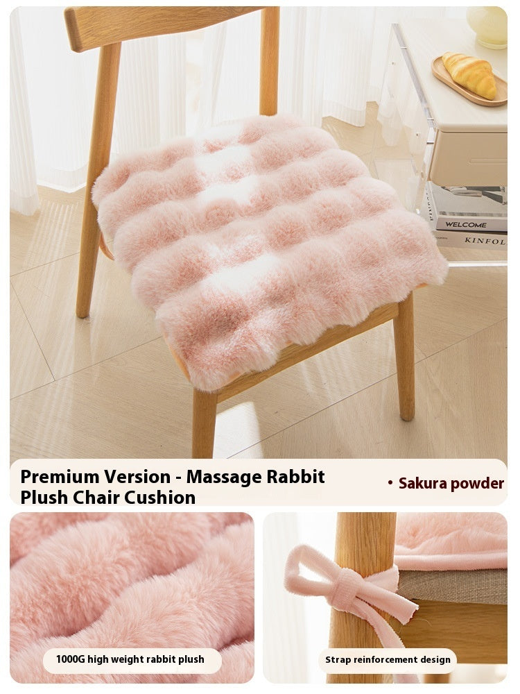 HKM-872083 Bunny Cashmere Thickened Fleece Cushion for Office Seating - 40x40, 45x45, 50x50 Options in Solid Colors