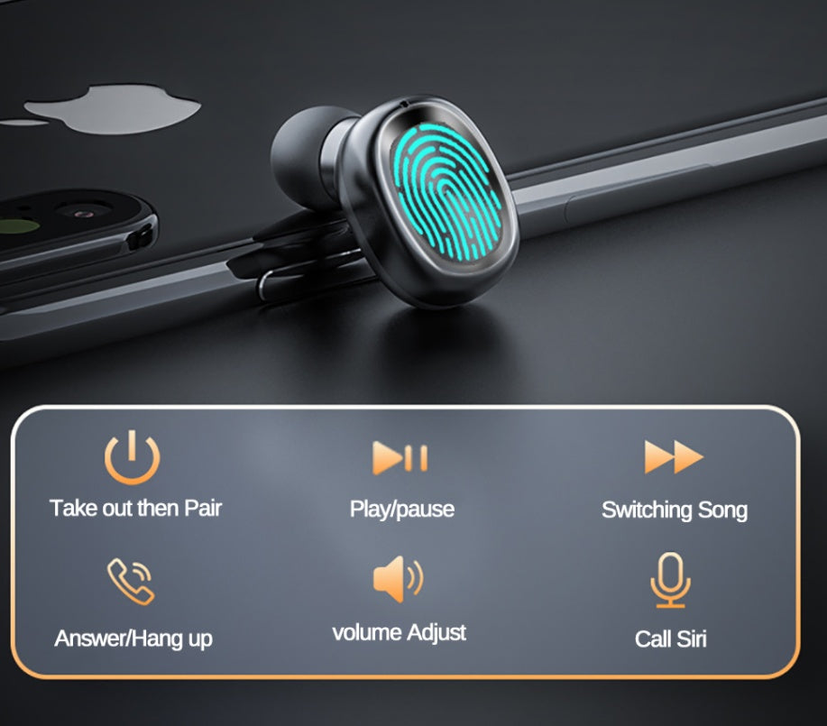 HKM-872083 Wireless Bluetooth Headset with LED Display, 9D HIFI Bass, Graphene Speakers, and Magnetic Charging Box