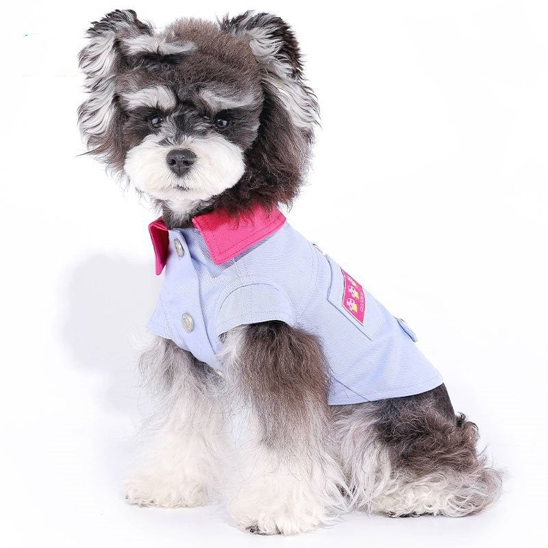 HKM-872211 Small Dog Vest with Traction Rope Ring in Blue and Purple - Lightweight Polyester Summer Clothing for Pets