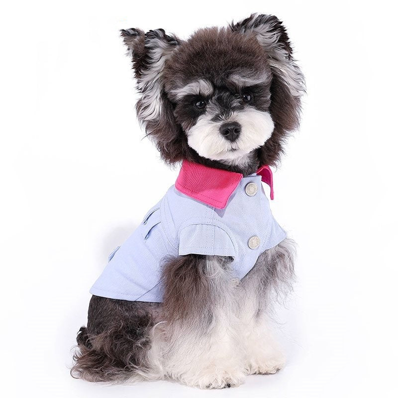 HKM-872211 Small Dog Vest with Traction Rope Ring in Blue and Purple - Lightweight Polyester Summer Clothing for Pets