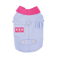 HKM-872211 Small Dog Vest with Traction Rope Ring in Blue and Purple - Lightweight Polyester Summer Clothing for Pets