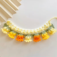 HKM-872339 Cat Knitted Neck Bib - Stylish Scarf for Pets in Yellow, Red, Purple, and White, XS to XL