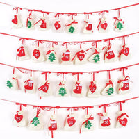 HKM-872467 Christmas Countdown Hanging Bag Calendar – Felt, 11x16cm, 24 Pack, Decorative Storage with Rope