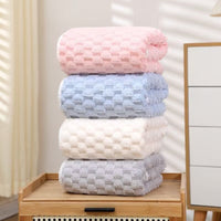 HKM-872595 Soft Absorbent Coral Fleece Bath Towel in Milky White, Light Gray, Pink, Sky Blue, Light Green