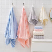 HKM-872595 Soft Absorbent Coral Fleece Bath Towel in Milky White, Light Gray, Pink, Sky Blue, Light Green