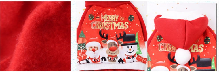 HKM-873043 Festive Santa Outfit for Pets – Comfortable Cotton Clothes for Cats and Small Dogs