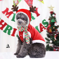 HKM-873043 Festive Santa Outfit for Pets – Comfortable Cotton Clothes for Cats and Small Dogs