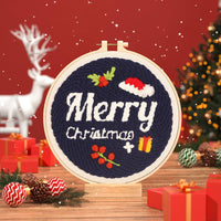 HKM-873171 Beginners' Christmas Poke Embroidery Material Package with Cartoon Patterns and Tools