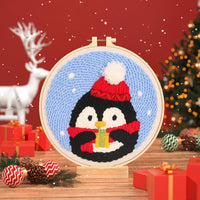 HKM-873171 Beginners' Christmas Poke Embroidery Material Package with Cartoon Patterns and Tools