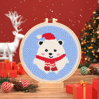 HKM-873171 Beginners' Christmas Poke Embroidery Material Package with Cartoon Patterns and Tools