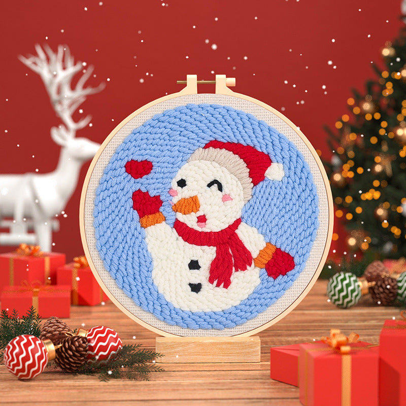KTX-873171 Beginners' Christmas Poke Embroidery Material Package with Cartoon Patterns and Tools