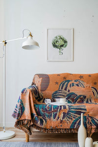 HKM-873171 Halloween-Inspired Cotton and Polyester Tassel Line Blanket for Sofa, Bed, and Window Sill