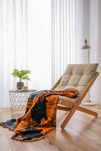 HKM-873171 Halloween-Inspired Cotton and Polyester Tassel Line Blanket for Sofa, Bed, and Window Sill