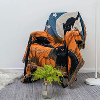HKM-873171 Halloween-Inspired Cotton and Polyester Tassel Line Blanket for Sofa, Bed, and Window Sill