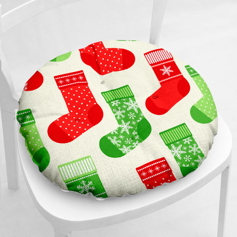 HKM-873235 Festive Round and Square Cotton and Linen Chair Cushions - Various Christmas Designs