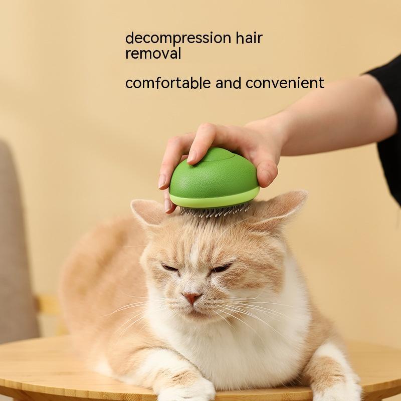 HKM-873427 Avocado-Shaped Pet Grooming Brush with Stainless Steel Needles for Effective Fur Removal and Massage