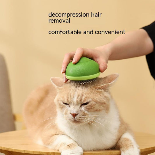 HKM-873427 Avocado-Shaped Pet Grooming Brush with Stainless Steel Needles for Effective Fur Removal and Massage