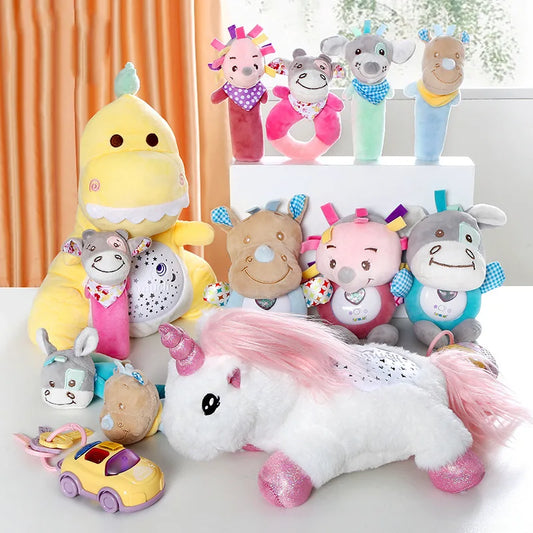 KTX-873427 Unicorn Pillow with Light, Music & Projection - Plush Toy for Kids and Babies