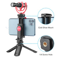HKM-873555 Adjustable Camera Hot Shoe Phone Mount with 360 Degree Rotation for Tripod Use