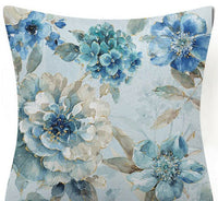 HKM-873619 Blue Floral and Bird Fabric Sofa Cushion with PP Cotton Filling