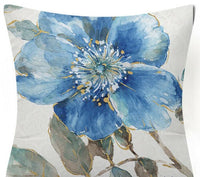 HKM-873619 Blue Floral and Bird Fabric Sofa Cushion with PP Cotton Filling