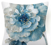 HKM-873619 Blue Floral and Bird Fabric Sofa Cushion with PP Cotton Filling