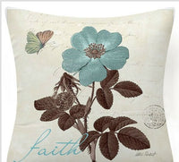HKM-873619 Blue Floral and Bird Fabric Sofa Cushion with PP Cotton Filling