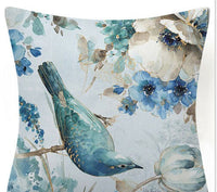 HKM-873619 Blue Floral and Bird Fabric Sofa Cushion with PP Cotton Filling