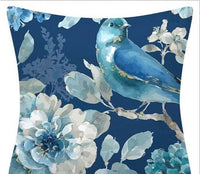 HKM-873619 Blue Floral and Bird Fabric Sofa Cushion with PP Cotton Filling
