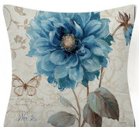 HKM-873619 Blue Floral and Bird Fabric Sofa Cushion with PP Cotton Filling